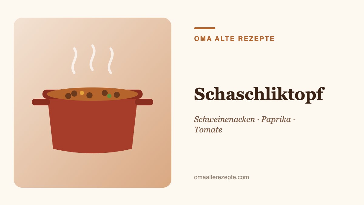 Illustration eines Schmortopfs mit Fleischwürfeln, bunter Paprika und Tomatensoße